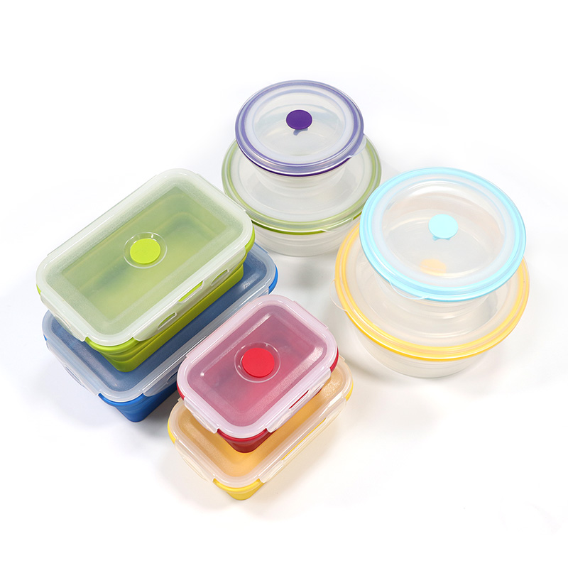 Dropship Lunch Box Collapsible Silicone Food Storage With Fork
