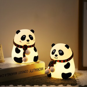 Cartoon Panda Silicone lamp USB Rechargeable colorful pat lamp LED Atmosphere Bedside lamp Feeding lamp gift